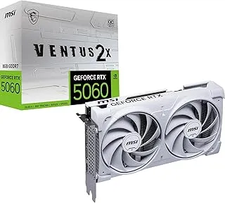 MSI GeForce RTX 5060 8G Ventus 2X OC White Graphic Card - NVIDIA GeForce RTX 5060 GPU, 8GB GDDR7 128-bit Memory, 28 Gbps, PCI Express Gen 5 x16 Interface, Upto 2527 MHz, TORX Fan 5.0
