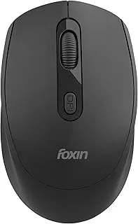 Foxin Flow Wireless Mouse with Rechargeable Battery, Bluetooth & 2.4 Ghz Dual Connectivity, 4 Buttons, Upto 1600 DPI, Type-C Charging | Ergonomic Office Mouse for Laptop, MacBook, PC | Black