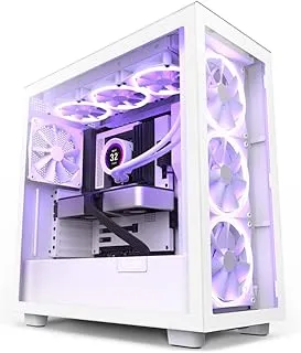 NZXT H7 Elite ATX Mid-Tower Computer Case/Gaming Cabinet - White | Support - Mini-ITX, Micro-ATX, ATX, and EATX | Pre-Installed 3 x 140 mm RGB Front Fans and 1 x 140 mm Rear Fan - CM-H71EW-01