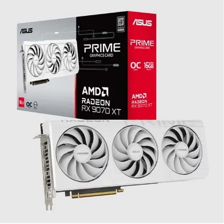 Asus Prime Radeon RX 9070 XT OC White Edition 16GB GDDR6 Graphics Card PRIME-RX9070XT-O16G-WHITE
