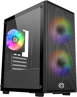 Circle ELEGANTOR M1 Mid-Tower Case | Gaming Cabinet - Black | Support Micro-ATX, ITX | Pre- Installed 3 x 120mm Front and 1 x 120mm Rear ARGB Fans Cabinet (Black)
