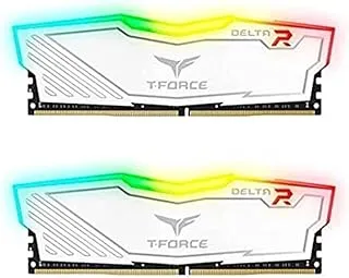 TeamGroup T-Force Delta RGB 2x8GB 3200MHz (3200MT/s) CL16 White, 16GB DDR4 RAM Kit, Desktop Gaming Memory, Metal Heatsink, ARGB Sync, XMP 2.0, for Intel/AMD CPU, High Performance Low Latency Module