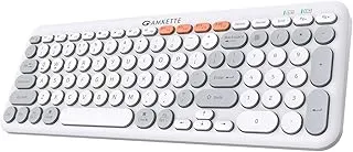 Amkette Optimus Bluetooth XL 4 in 1 Wireless Keyboard/Bluetooth Keyboard | 2.4GHz + 3X BT Connectivity | Full-Size Ergonomic Design | Multi-OS Compatible | Retro Pop Silent Membrane Keys (White)