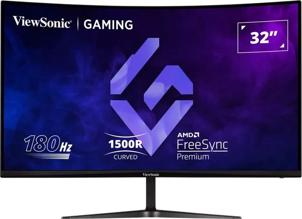 Viewsonic Omni Curved Gaming Monitor Vx3218-Pc-Mhd 32 Inch (81.28 Cm) LED 1920 x 1080 Pixels, Va Panel Full Hd, 300 Nits, 165Hz, 1Ms, 1500R Curve, Amd Adaptive Sync, Dual Speakers, Hdmi 1.4 X 2, Black