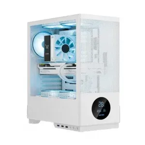 Ant Esports X2 LCD White ARGB ATX Mid Tower Cabinet With 3×120mm Pre-Installed Fans, Tempered Glass Side Panel, High Airflow Gaming Case And Up To 240mm Radiator Support