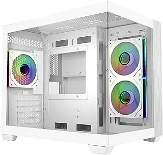 Cooler Master Elite 481 Wood Computer Case- White |3 X Pre-Installed Reverse Argb Fans|Upto 360mm AIO Support| mATX Motherboard Support | RTX 50 Series Upto 410mm |Type C Connector | Fish Tank Case