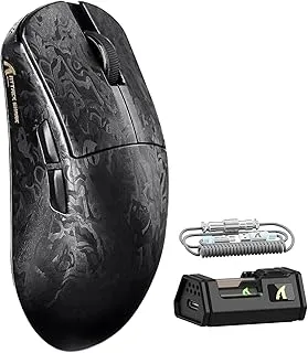ATTACK SHARK R11 Ultra 8K Carbon Fiber Wireless Gaming Mouse with 42000 DPI-PAW3950 MAX Sensor-49g Lightweight,Nordic 52840 MCU Chip,Wired/BT/2.4Ghz Programmable,RGB Coiled Cable for PC Mac(Black Ink)