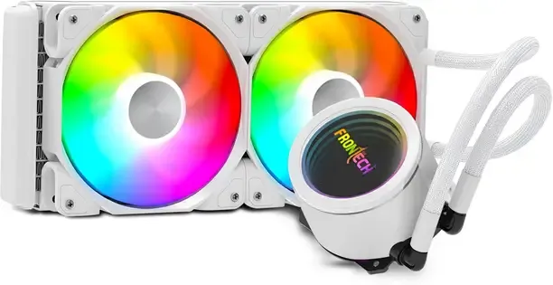 Frontech AIO CPU Cooler | 240mm ARGB Liquid | Dual 120mm PWM Fans up to 1800 RPM | Fan with Heat Sinks Processor Cooler