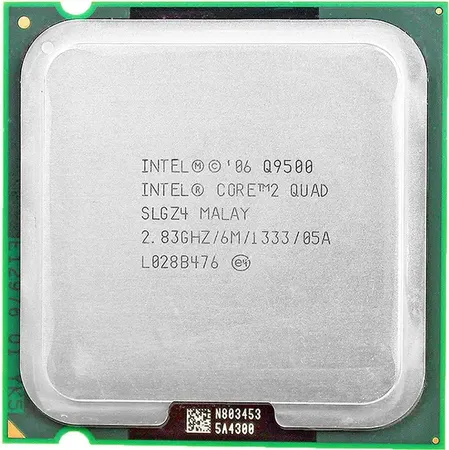 Intel Quad core Q9500 2.83 GHz Upto 2.83 GHz LGA 775 Socket 4 Cores 4 Threads 6 MB Smart Cache Desktop Processor