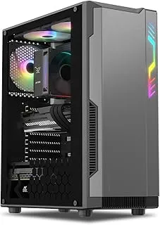 Ant Esports Eclipse Mid-Tower Computer Case/Gaming Cabinet - Black & Grey | Support ATX,M-ATX,M-ITX | Pre-Installed 4 x 120mm ARGB Fans