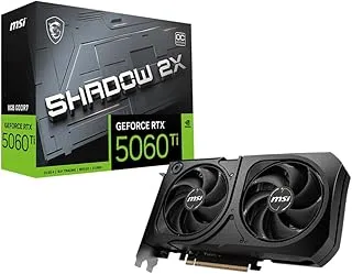 MSI GeForce RTX 5060 Ti 8G Shadow 2X OC Plus Graphic Card - NVIDIA GeForce RTX 5060 Ti GPU, 8GB GDDR7 128-bit Memory, 28 Gbps, PCI Express Gen 5 x16 Interface, Upto 2602 MHz, STORMFORCE Fan