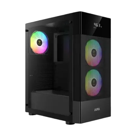 Gamdias AURA GC5 ARGB DIGITAL Display MESH ARGB Mid-Tower Case Black