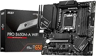MSI PRO B650M-A WiFi Motherboard | Micro-ATX -Supports AMD Ryzen 7000 Series Processors | AM5-DDR5 Memory Boost 6400+MHz/OC | 2 x PCIe 4.0 x16, 2 x M.2 Gen4 | 4x EZ Debug LED | 7.1 HD Audio | Wi-Fi 6E