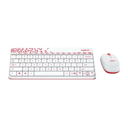 Logitech MK240 Wireless Keyboard and Mouse Combo, White-Red