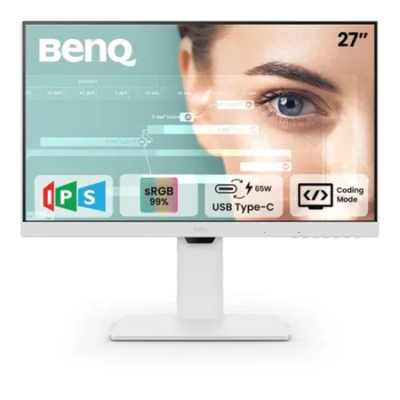 BenQ GW2786TC 27 Inch IPS 100Hz Full HD Coding Monitor, USB-C(65W PD), Daisy Chain, 99% sRGB, Coding Mode, Height Adjust, HDMI, DP, USB Hub, 2Wx2 Speakers, Eye Care, Noise Cancelling Microphone White