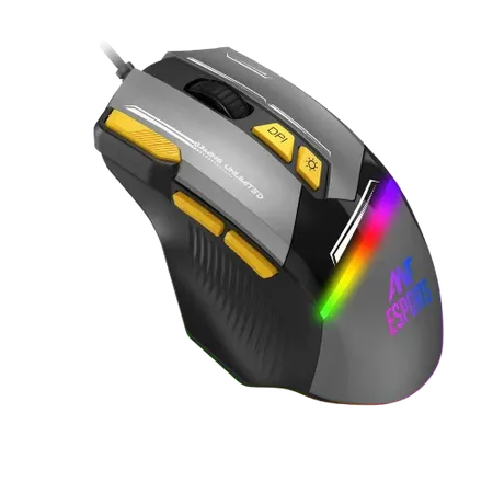 ANT ESPORTS GM333 WIRED OPTICAL ERGONOMIC DESIGN GAMING MOUSE BLACK/YELLOW/WHITE