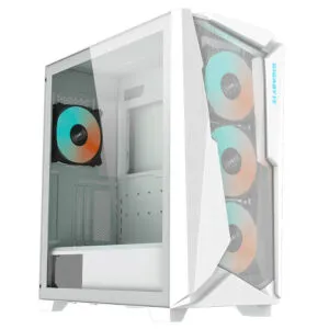 Gigabyte C301 GLASS Mid Tower Gaming Cabinet White Includes Pre-Installed 4 ARGB fans