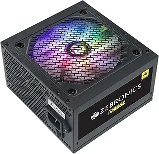Zebronics Premium Power Supply, Long Flat Cables, Silent 120mm Fan 12V 45A, 6+2 PCIe, 4+4 CPU, 4 x SATA, 2 x MOLEX, Multicolor LED Light, Built-in Protections (VS650Z)