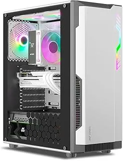 Ant Esports Eclipse Mid-Tower Computer Case/Gaming Cabinet - Black & White | Support ATX,M-ATX,M-ITX | Pre-Installed 4 x 120mm ARGB Fans