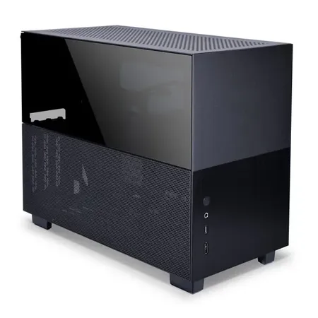 LIAN LI Q58X4 ITX Mini Tower Cabinet With PCIe 4.0 Riser Cable (Black)