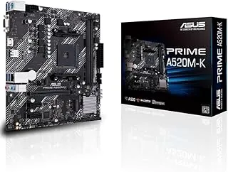 ASUS Prime A520M-K (AMD AM4 DDR4 Socket for AMD Ryzen 5000/5000 G/ 4000 G/ 3000) Micro ATX Motherboard with M.2 Support 1Gb Ethernet HDMI/D-Sub SATA 6Gbps and USB 3.2 Gen 1 Type-A