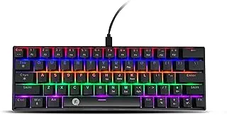 FRONTECH 63-Key Mechanical Gaming Wired Keyboard | Rainbow Backlit | 26 Anti-Ghosting Keys | Detachable Type-C Cable | Compatible with Windows/Mac/iOS/Android (KB-0010P)