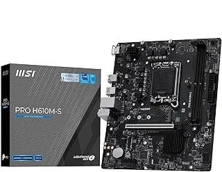 MSI PRO H610M-S WiFi DDR4 Motherboard, Micro-ATX - Supports Intel Core 14th, 13th and 12th Gen Processors, LGA 1700 - DDR4 Memory Boost 3200MHz/MAX, PCIe 4.0 x16 Slot, M.2 Gen3 Slot, Wi-Fi 6E, BT 5.3