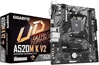 Gigabyte A520M K (rev. 1.0) Ultra Durable AMD Motherboard with GbE LAN with Bandwidth Management, PCIe 3.0 x4 M.2, Smart Fan 5, Anti-Sulfur Resistors Design