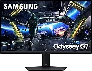 Samsung 27"(68.5cm) Odyssey G7 4K Smart Gaming Monitor|UHD 3840 x 2160|Fast IPS panel|144 Hz|1ms|OTT Apps|VESA DisplayHDR400|Speakers|FreeSync Premium|LAN|WiFi|Bluetooth|HAS Pivot|LS27DG700EWXXL|Black