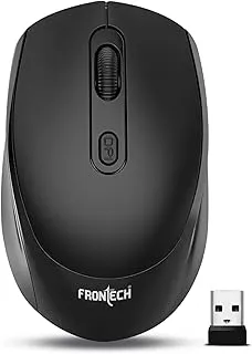 FRONTECH MS-0073 Wireless Mouse, 2.4GHz with USB Receiver, High Precision Optical Tracking, 4 Buttons, Plug & Play, Ergonomic Design for PC/Mac/Laptop (Black)