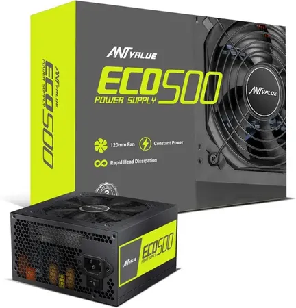 Ant ECO500 Non Modular Gaming Power Supply/PSU for PC 500 Watts Computer PSU with 4 SATA Cables