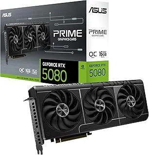 ASUS Prime GeForce RTX™ 5080 OC Edition 16GB GDDR7 Graphics Card (PCIe® 5.0, 16GB GDDR7, HDMI®/DP 2.1, 2.5-Slot, Axial-tech Fans, Vapor Chamber, Dual BIOS)
