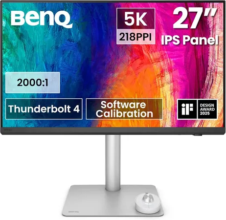 BenQ PD2730S 27” 5K Monitor with 90W Thunderbolt 4, 218 PPI, 98% P3, Nano Matte Panel, KVM, Height Adjustable, Mac-Compatible, for 3D Artists, VFX Animators, Game Designers