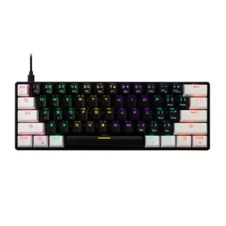 Gamdias Aura GK2 60% Tactile Red Switches Mechanical Gaming Keyboard (White- Black)