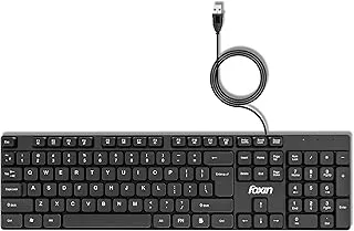 FOXIN Keysoft Wired USB Keyboard | 104 Keys with Multimedia Controls & Rupee Key (₹) | Spill-Resistant & Durable | USB Connectivity | 1.2m Cable | Comfortable Design | Keyboard for PC, Laptop & Mobile