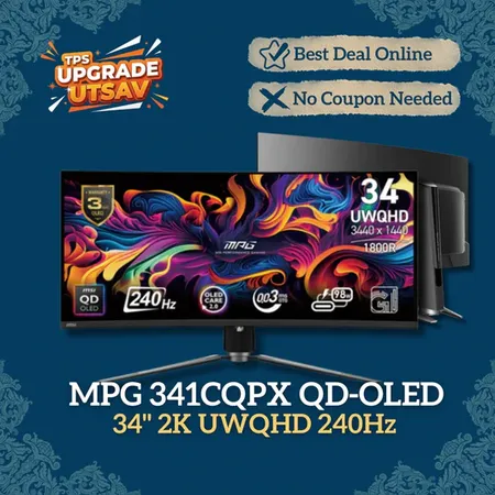 MSI MPG 341CQPX 34 Inch 2K QHD 240Hz OLED Panel 139% SRGB 0.03 MS AMD Freesync OLED Gaming Monitor