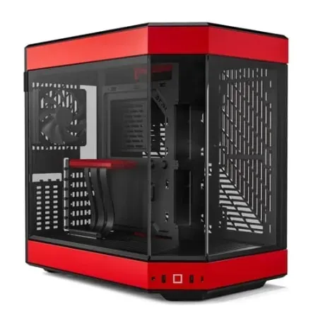 HYTE Y60 Modern Aesthetic Dual Chamber Panoramic Tempered Glass Mid-Tower ATX Computer Gaming Red and Black Case