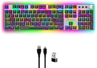 Ant Esports MK4400 Pro Wireless Mechanical Gaming Keyboard, Tri-Mode BT/2.4G/Wired, 104+4 Keys, Per-KeyRGB, ANT Brown Switches, Full Anti-Ghosting, 1000mAh Battery, 3 Indicators, Win/Mac/Linux/Android
