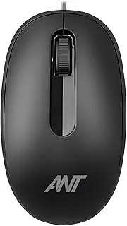 Ant OM120 Wired Optical Mouse 1000 DPI USB, Ambidextrous Ergonomic Design, Smooth Scroll Wheel, Plug & Play, Left & Right-Hand Use, Laptop, PC, Mac, Linux – Matte Black