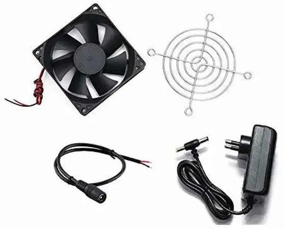 ERHIndia DC 12V Cooling Fan for PC Case,DC 12V DC Cooling Fan,3 Inches CPU Cooler Radiator Fan with Grill and 12v 2 Ampere Adaptor DIY Kit Cooling Fan All in one Cooler