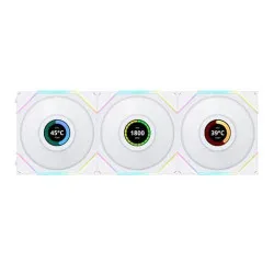 Lian Li UNI Fan TL LCD 120 Reverse Blade White Cabinet Fan Triple Pack (G99.12RTLLCD3W.IN)