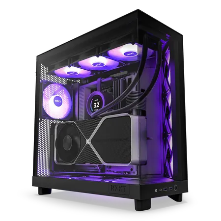 NZXT CHASSIS H6 FLOW RGB (2023) COMPACT DUAL-CHAMBER ATX CASE WITH RGB FANS - ALL BLACK -CC-H61FB-R1
