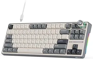 RK ROYAL KLUDGE R87 Pro Wired Mechanical Keyboard with Hot Swappable Knob 75% RGB Backlit Gaming Keyboard 88 Keys TKL Gasket Mounted with QMK/VIA and Linear Creamy Switch