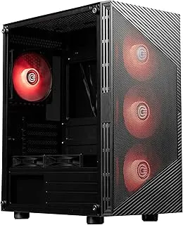 Circle Gladius M4 Mid- Tower Computer Case with Type C 2.0 | Gaming Cabinet - Black| Support M-ATX, ITX | Pre- Installed 3 x 120mm Front, 2 x 120mm Bottom and 1 x 120mm Rear ARGB Mirror Fans