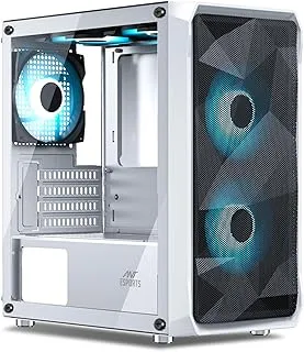 Ant Esports 100 Air Mini M-ATX Computer Case/Gaming Cabinet - White | Support M-ATX, ITX, | Pre-Installed 2 Rainbow Fans at Front