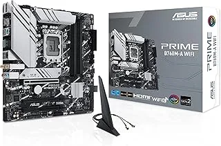ASUS Prime B760M-A WiFi Intel LGA 1700 mATX Motherboard with PCIe 4.0, DDR5, Two M.2 Slots, 2.5Gb Ethernet, Wi-Fi 6, DisplayPort, HDMI, SATA 6Gbps, Rear USB 3.2 Gen 2, Front USB 3.2 Gen 1 Type-C