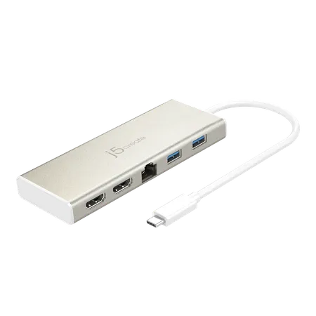 J5Create JCD381 USB Type-C Dual HDMI Mini Dock-Ethernet/ USB 3.1 HUB / PD2.0