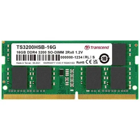 Transcend 16GB (1 X 16GB) DDR4 3200MHz SO-DIMM 1Rx8 1Gx8 CL22 1.2V Laptop RAM