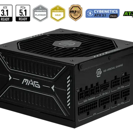 MSI MAG A1000GLS PCIE5 GOLD 1000 WATT ATX 3.1 FULLY MODULAR POWER SUPPLY