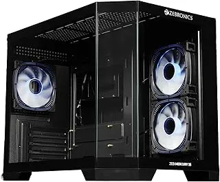 Zebronics Cube Gaming PC Cabinet, mATX/ITX Support, 360mm Radiator Support, Mention 3 x 120mm ARGB Fans, 2 x Reverse Blade, Panoramic 3 Piece Temper Glass, Dual Chamber, Bottom Mount PSU (Mercury 25)
